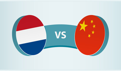 Canvas Print - Netherlands versus China, team sports competition concept.