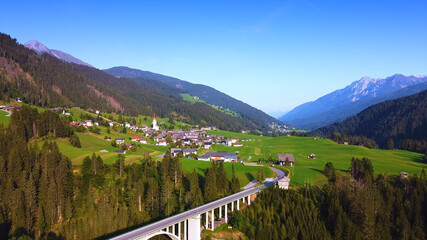 landscape in the mountains, village in Austria