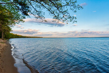 Beautiful Lakeshore Of Higgins Lake State Park In Northern Michigan.