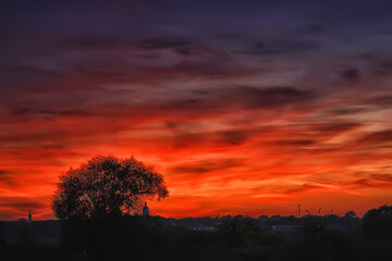 Wall Mural - summer sunset lake, nature, beautiful sky