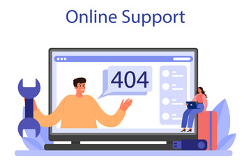 Poster - website technical support online service or platform. web page