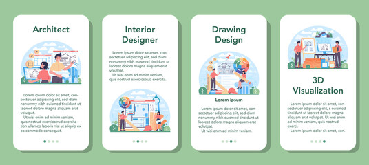 Fototapete - Architecture mobile application banner set. Idea of building project