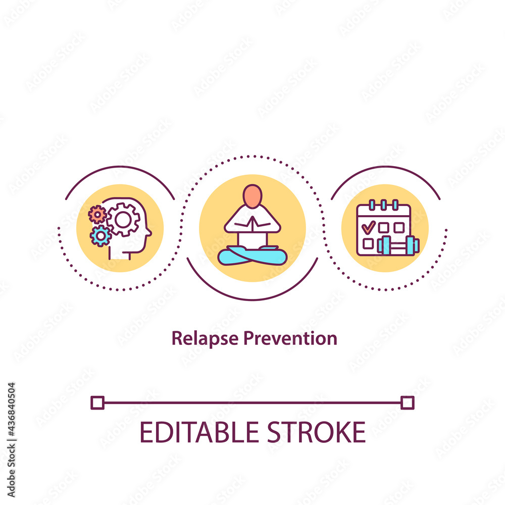 Relapse R. Prevention Graph Relapse prevention concept icon. Addiction treatment with medical help ...