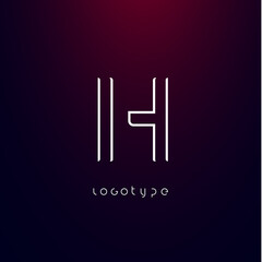 Leinwandbilder - Futurism style letter H. Minimalist type for modern futuristic logo, elegant cyber tech monogram, digital device and hud graphic. Minimal style symbol, vector design