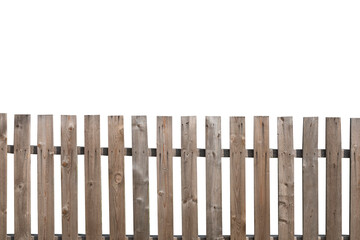 Poster - old wooden fence isolated on a white background. village hedge
