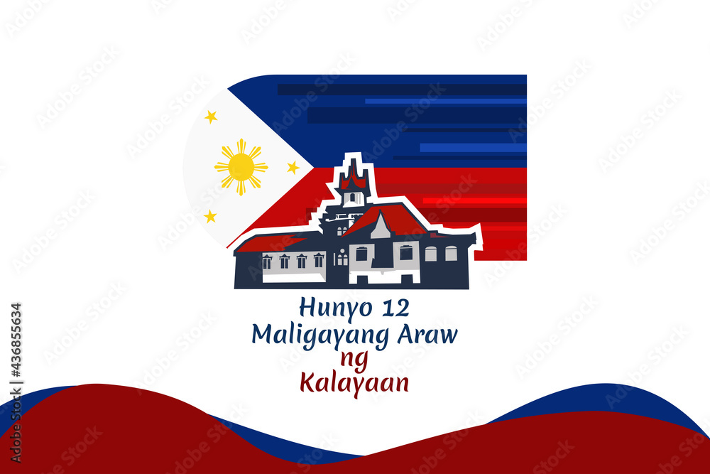 Translation June 12 Happy Independence Day National Day Of Philippines Vector Illustration Suitable For Greeting Card Poster And Banner Wall Mural Yuniar
