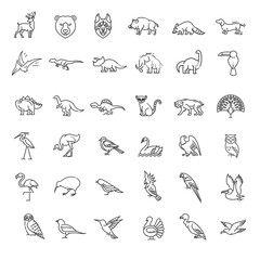 Wall Mural - Line animals concepts. Vector thin Icons set