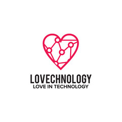 Wall Mural - Love technology logo design template