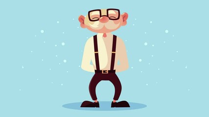 Poster - old man standing with glasses animated