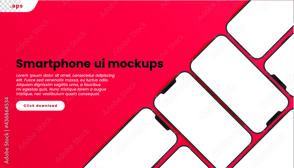 Vector de Stock Flat isometric realistic smartphones with blank screens ...