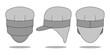 Gray Industry Peak Cap With Hair Net Template Vector On White Background.Front, Side And Back View.