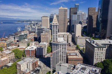 Seattle Landmark from Above During the Day