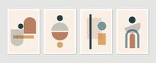 Geometric Trendy Set Of Abstract Aesthetic Minimalist Hand Drawn Contemporary Posters. Modern Art Ideal For Wall Decoration, Interior Poster Design. Modern Vector Illustration.