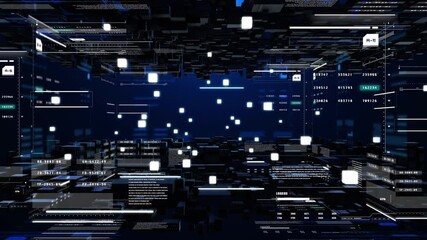 Poster - Futuristic 3D Element Hologram Simulation Data BoX HUD Concept Security Checking Platform.