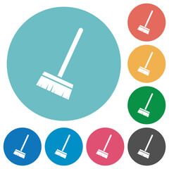 Poster - Household broom flat round icons