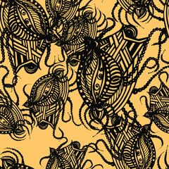 Zentangle seamless patterns hand-drawn. Design for drapery fabric, wrapping paper, background, textile.