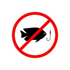 Wall Mural - No Fishing sign icon isolated on white background 