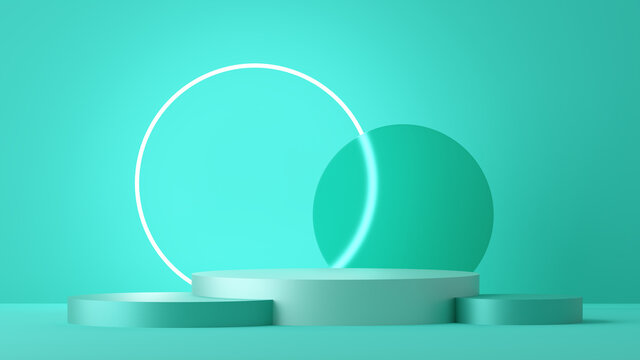 3D illustration of a piedestal and decorative elements.