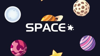 Poster - outer space lettering with planets scene