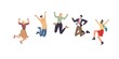 © VectorSpace - Set of vector cartoon flat characters friends in happy mood,rejoice together,young people celebrate success,jumping happily - communication,emotions,friendship,social concept