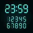 Pixel art 8-bit digital time clock number set. Font of digit for counter - isolated vector illustration