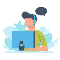 Wall Mural - Live support concept. Business customer care service concept. Icon for contact us, support, help, phone call and website click. Flat vector illustration.