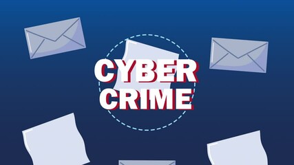 Sticker - cyber crime lettering and envelopes animated