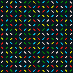 Poster - Four dashes make minimal pattern. Repaet decor element with four small colorful corns.