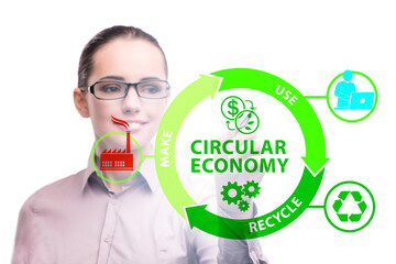 Wall Mural - Concept of circular economy with businesswoman