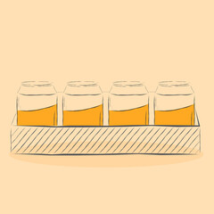 Poster - Pack beer draw drink alcohol liquid enjoy icon - Vector