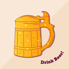 Poster - Glass beer sticker drink alcohol liquid enjoy icon - Vector