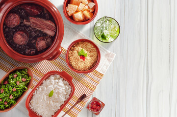 Canvas Print - Brazilian meal feijoada food - Top view