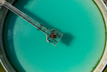 Aerial View Of A Huge Tank In A Water Treatment Facility At Florida Keys Aqueduct Authority Near Navy Wells Pineland Reserve, Homestead, Florida, United States.
