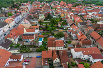 Poster - Old town of Juterbog from the height of the bell tower of the Church of St. Nicholas. Juterbog is a historic town in north-eastern Germany, in the district of Brandenburg.