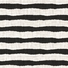 Seamless Black White Woven Cloth Stripe Linen Texture. Two Tone  Monochrome Pattern Background.  Modern Textile Weave Effect. Masculine Broken Line Repeat Jpg Print. 
