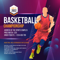 Wall Mural - basketball tournament social media post flyer template