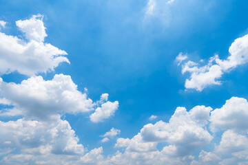 beautiful airatmosphere bright blue sky background abstract clear texture with white clouds.