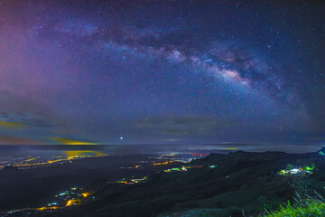 Wall Mural - milky way galaxy, on phu tub berk, thailand. long exposure photograph, with grain.image contain cert