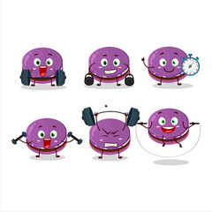 Sticker - A healthy grapes dorayaki cartoon style trying some tools on Fitness center