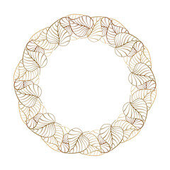 Wall Mural - Floral vintage frame on a white background. Vector leaves wreath.