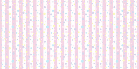 Poster - Stripes and dots pastel pink seamless repeat pattern background