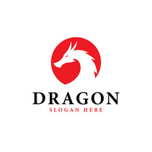 Red Dragon Head Design Suitable For Logo Template