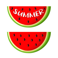 Slices of watermelon on white background. 