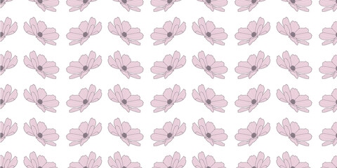 Wall Mural - Garden cosmos flower vector pattern background, floral design