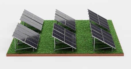 Sticker - Realistic 3D Render of Solar Panel Farm