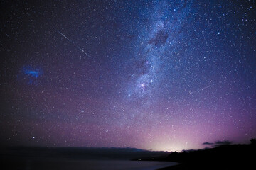 Starry night sky on Kaikoura Coast Track, New Zealand