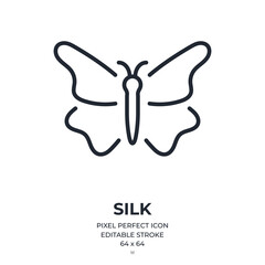 Wall Mural - butterfly silk editable stroke outline icon isolated on white background flat vector illustration. p