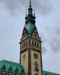Vertical of the historical Hamburg City Hall against the cloudy sky in Germany