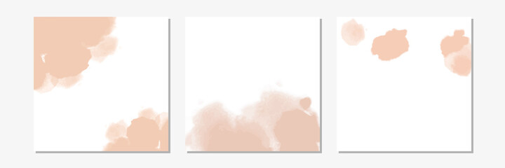 Poster - Set of pink watercolor or ink stains background. Abstract  paint shapes. Isolated texture on white. Modern minimalist art. Design for party invitation or poster.