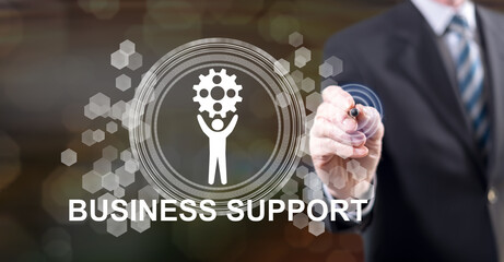 Man touching a business support concept